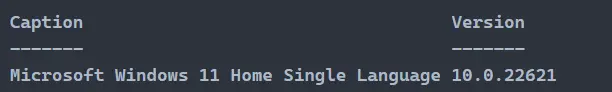 trouver la version de Windows dans PowerShell - sortie 5