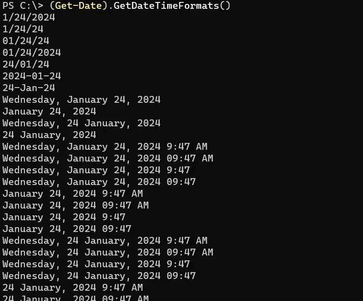 formater une date et une heure dans PowerShell - sortie 5