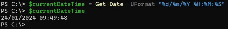 format a datetime in powershell - output 9