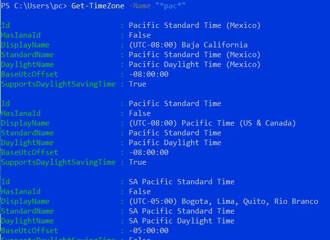Display Current Time Zone in PowerShell