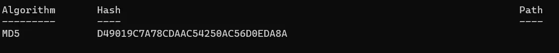 getting the md5 checksum in powershell - output 2