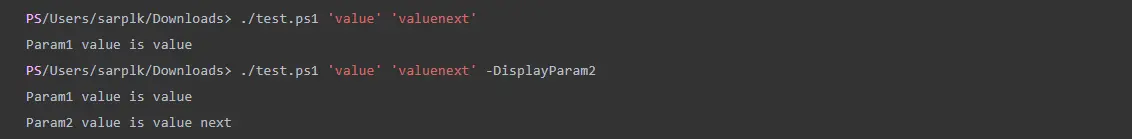 trocar parâmetros na função do powershell