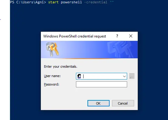 Use el comando Credencial para ejecutar PowerShell como un usuario diferente para ejecutar un script