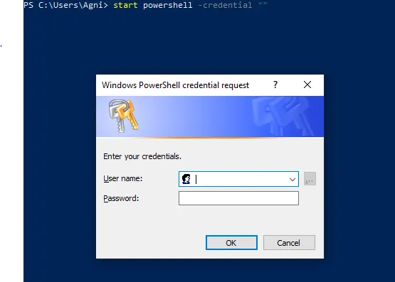 Credential コマンドを使用して、PowerShell を別のユーザーとして実行してスクリプトを実行します