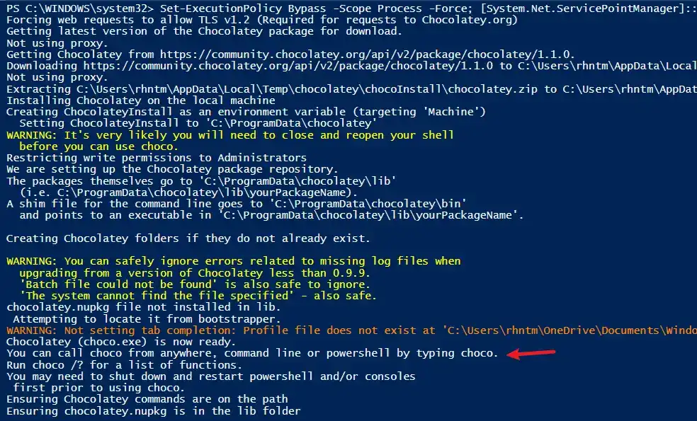 PowerShell を使用して chocolatey ツールをインストールする