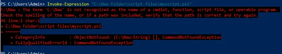 Invoke-Expression command error