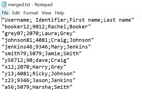 Scrivi il contenuto unito in un file di testo in PowerShell