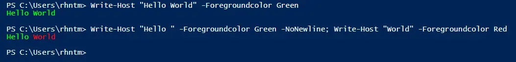 Ausgabe mehrerer Vordergrundfarben mit einem einzigen Befehl in PowerShell