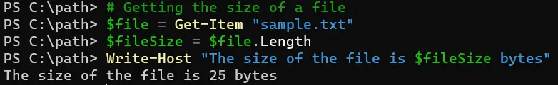 powershell get file size - output 1