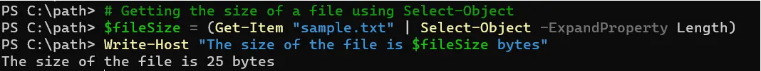powershell ottieni dimensione file - uscita 3