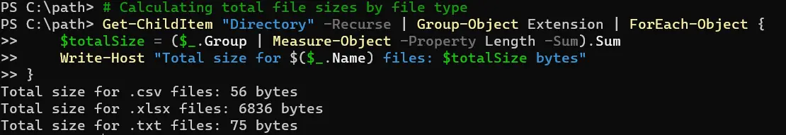 powershell ottieni dimensione file - output 5
