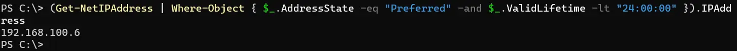 powershell ottieni indirizzo ip - output 1