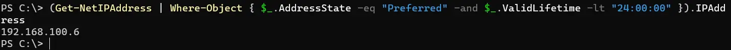 powershell get ip address - output 1