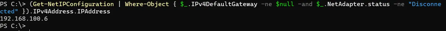 powershell ottieni indirizzo ip - output 3