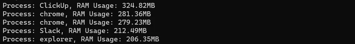 uso de memória do powershell