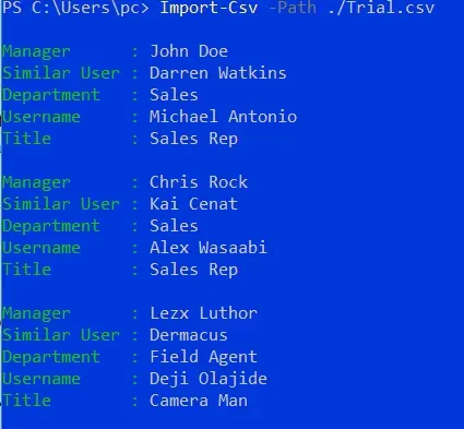 PowerShell extrae una columna de un archivo CSV y guárdala en una variable