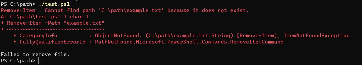 powershell lastexitcode - saída 1
