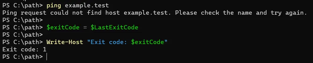 powershell lastexitcode - output 2