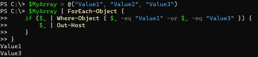 powershell foreach-object aninhado where-object - saída 4