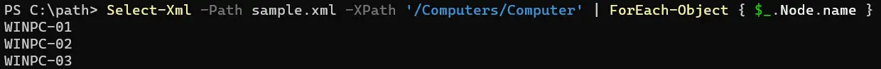 powershell parse xml - output 2