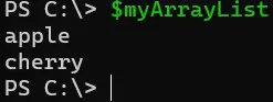 powershell remover item da matriz - saída 2