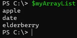 powershell remove item from array - output 3
