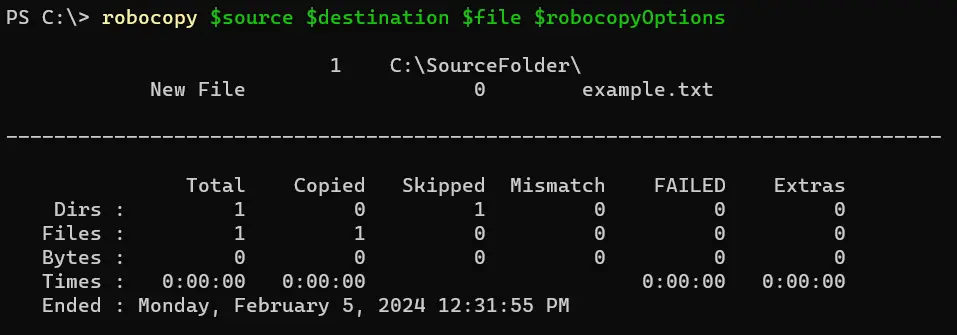 powershell robocopy - output 2