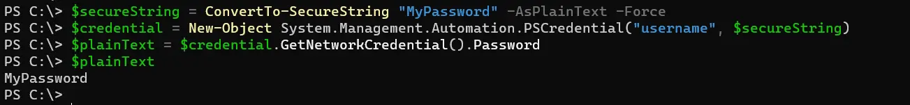 powershell SecureString 转换为明文 - 输出 4