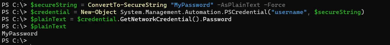 powershell securestring to plain text - output 4