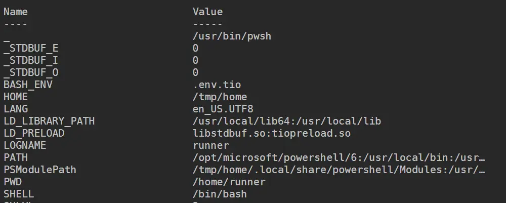 print environment variables in powershell - output 6