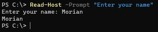 solicitar entrada do usuário no powershell - saída 1