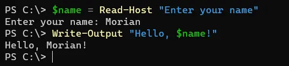prompt user input in powershell - output 2