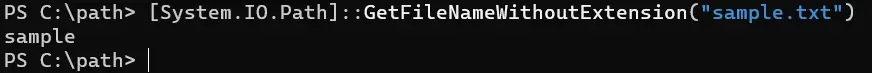 rimuovere percorso e estensione dal nome del file in powershell - output 4