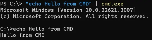 run cmd commands in powershell - output 3