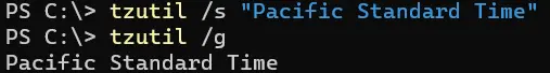 set timezone using powershell - output 5