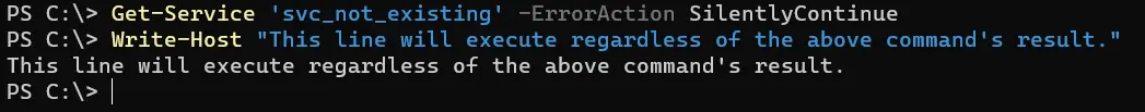 sopprimere gli errori di PowerShell - output 1