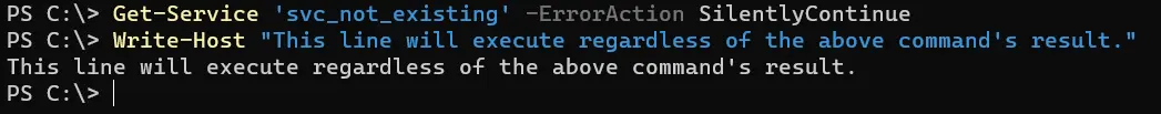 suppressing powershell errors - output 1