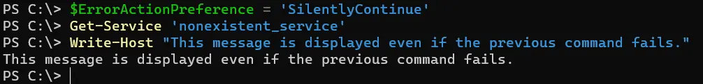 suppressing powershell errors - output 2