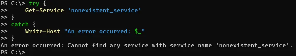 sopprimere gli errori di powershell - output 3