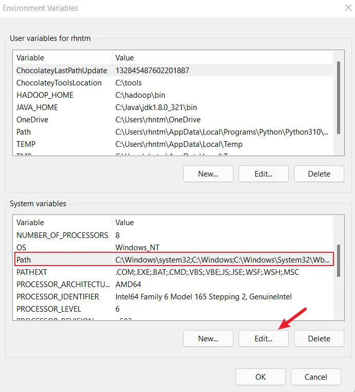 system path variables