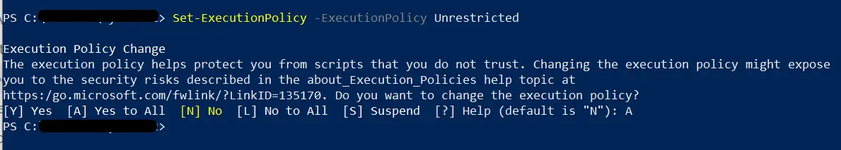 PowerShell Unrestricted ポリシー