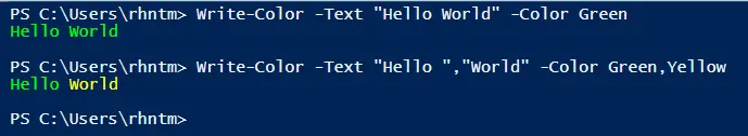 编写颜色以在 PowerShell 的输出中显示多种颜色