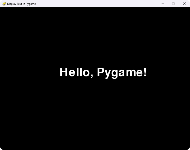 Pygame display basic text
