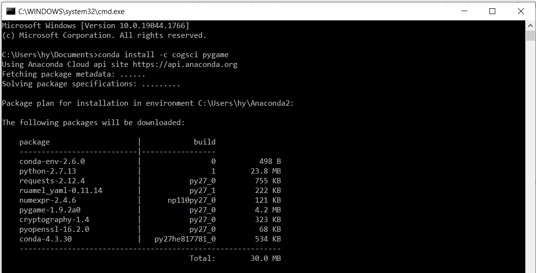 在 Python 2.7 中安装 Pygame