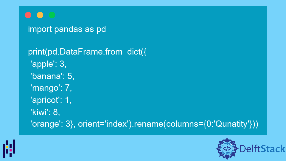 Comment convertir le dictionnaire Python en Pandas DataFrame
