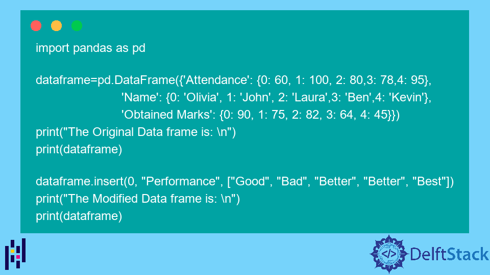 Pandas DataFrame.insert()函数
