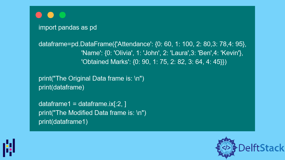 Pandas DataFrame.ix[] Funktion