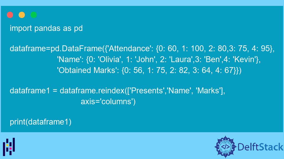 Pandas DataFrame DataFrame.reindex() Function