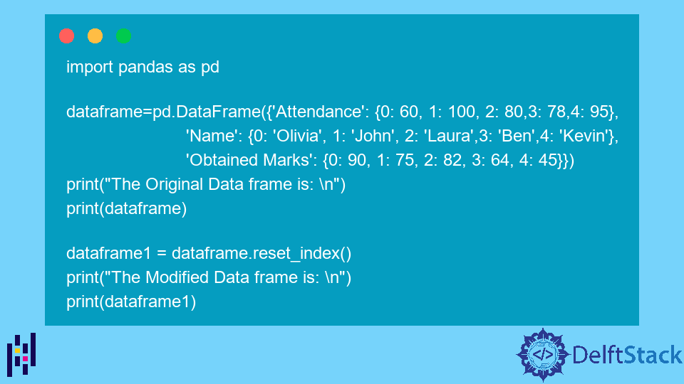 Pandas DataFrame.reset_index() Function