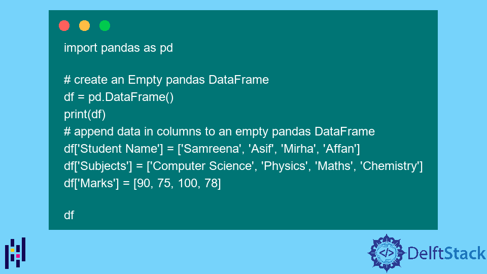 Create an Empty Pandas DataFrame and Fill It With Data